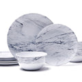 TP 12-Piece Melamine Dinnerware Sets, Service for 4, Marble Pattern