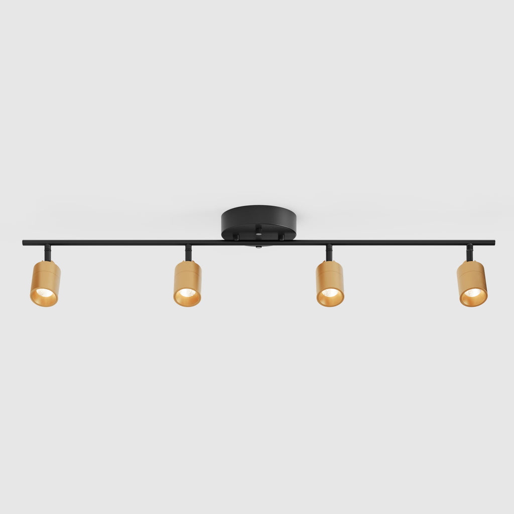 Shura Black & Brass 4-Light Track Light with Adjustable Heads, Integrated LED Bulbs, 3 ft. Track Lighting Kit Ceiling