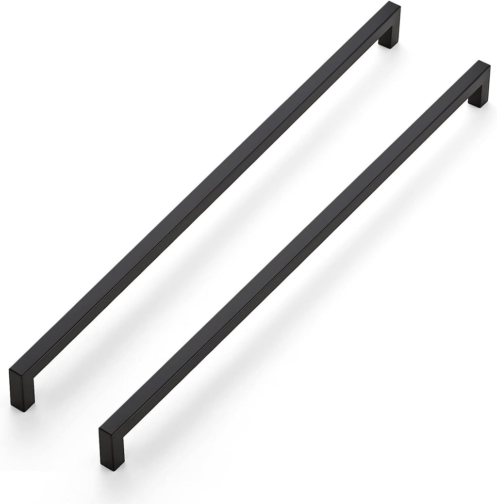 3 Pack Black Matte Cabinet Pulls and Handles - 18 Inch Square, Drawer Pulls, Kitchen Cabinet Hardware