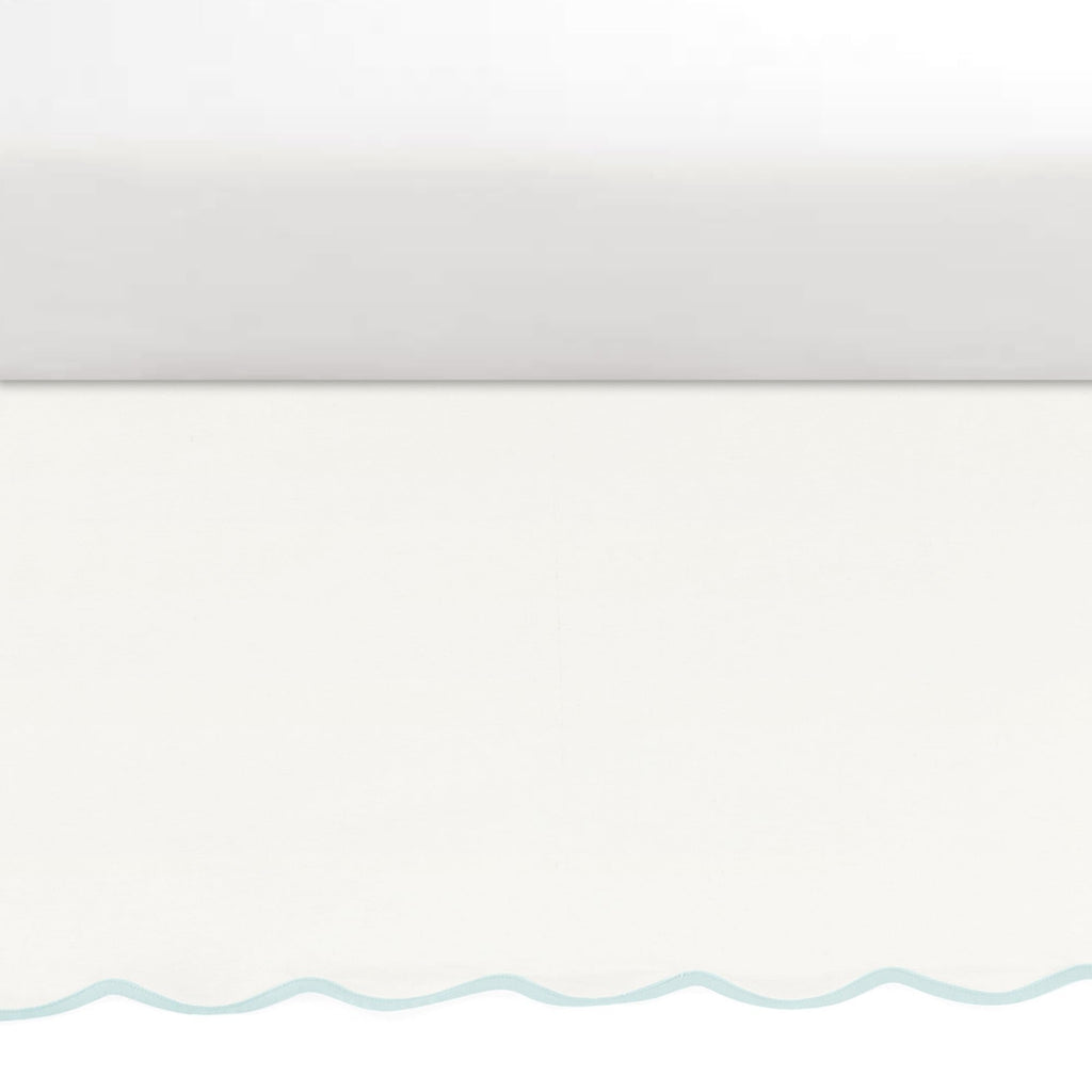 Coastal Chic Scalloped Edge Baby Crib Skirt Single 28" W x 52" L + 16" Drop Blue - White Crib Skirt - Baby Essentials