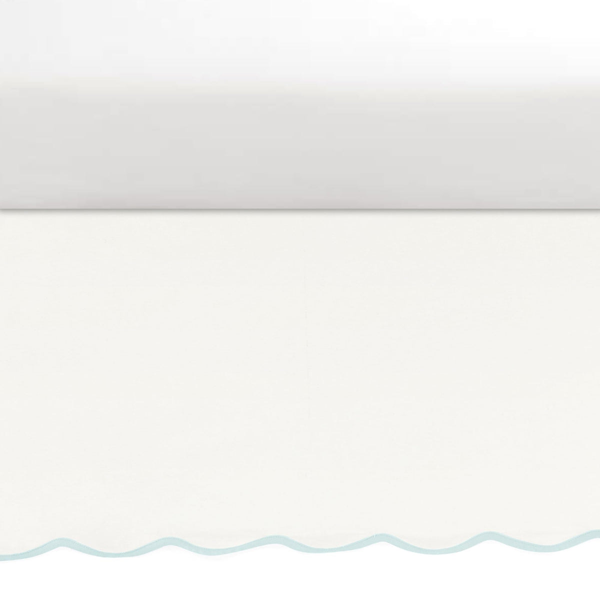 Coastal Chic Scalloped Edge Baby Crib Skirt Single 28" W x 52" L + 16" Drop Blue - White Crib Skirt - Baby Essentials