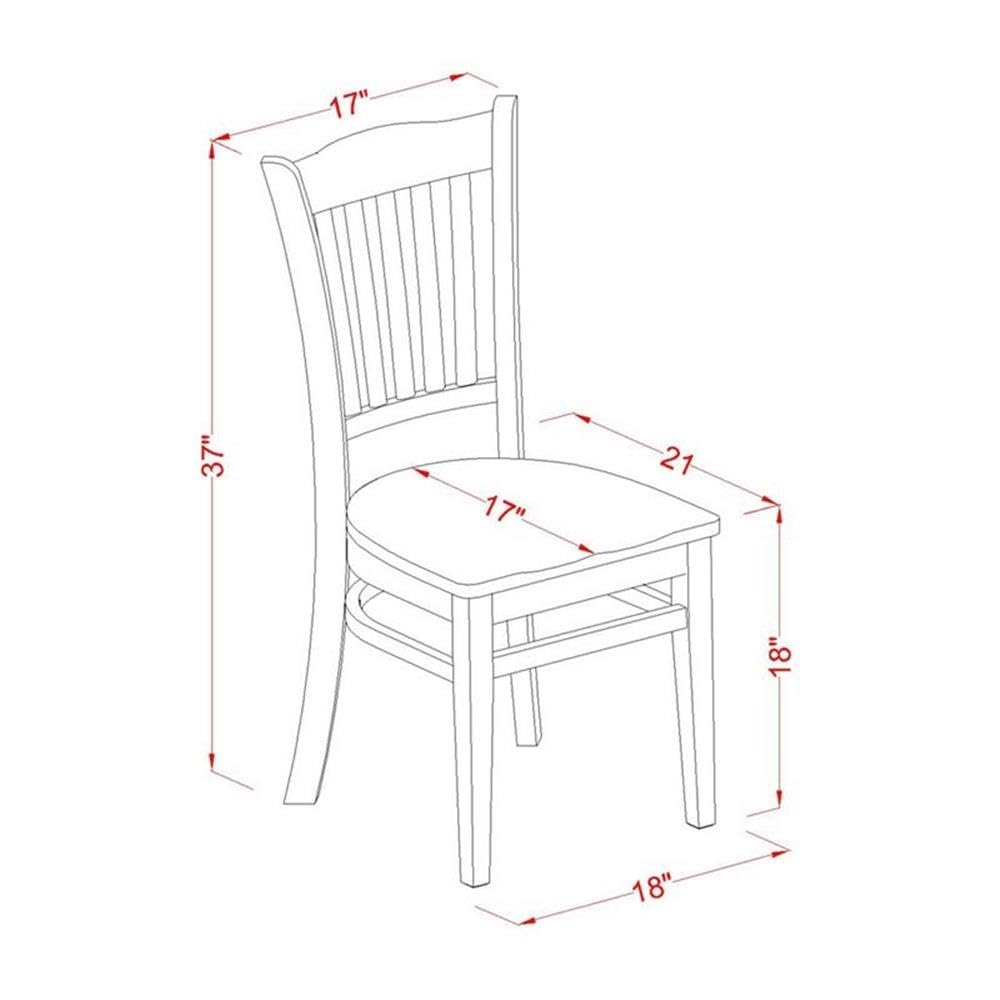 West Furniture GRC-MAH-W Groton Dining Room Chairs - Slat Back Wood Seat Chairs, Set of 2, Mahogany