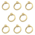 8Pcs 2.0" x 1-7/8" Solid Brasss Pulls for Dresser Drawer Ring Pulls Furniture Hardware Brushed Gold Wardrobe Door