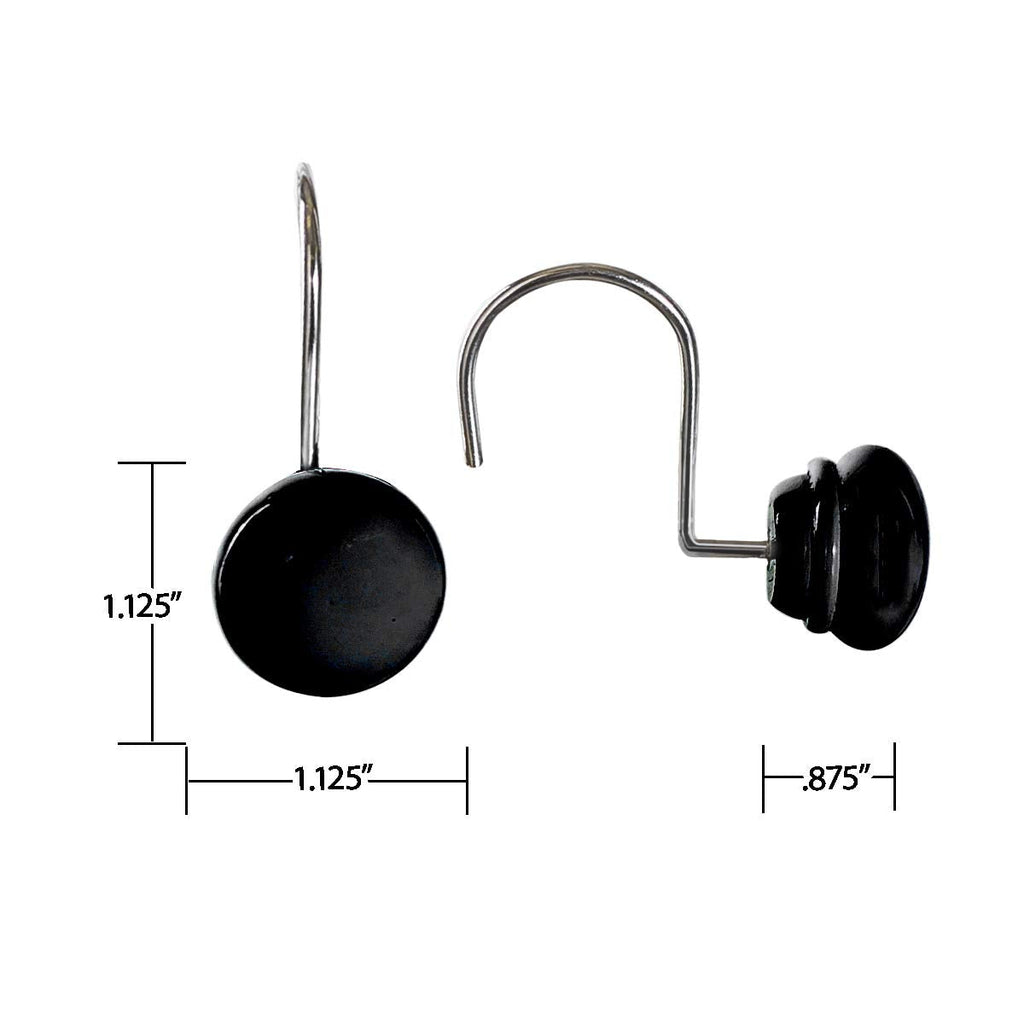 Black Shower Curtain Hooks Decorative | Set of 12