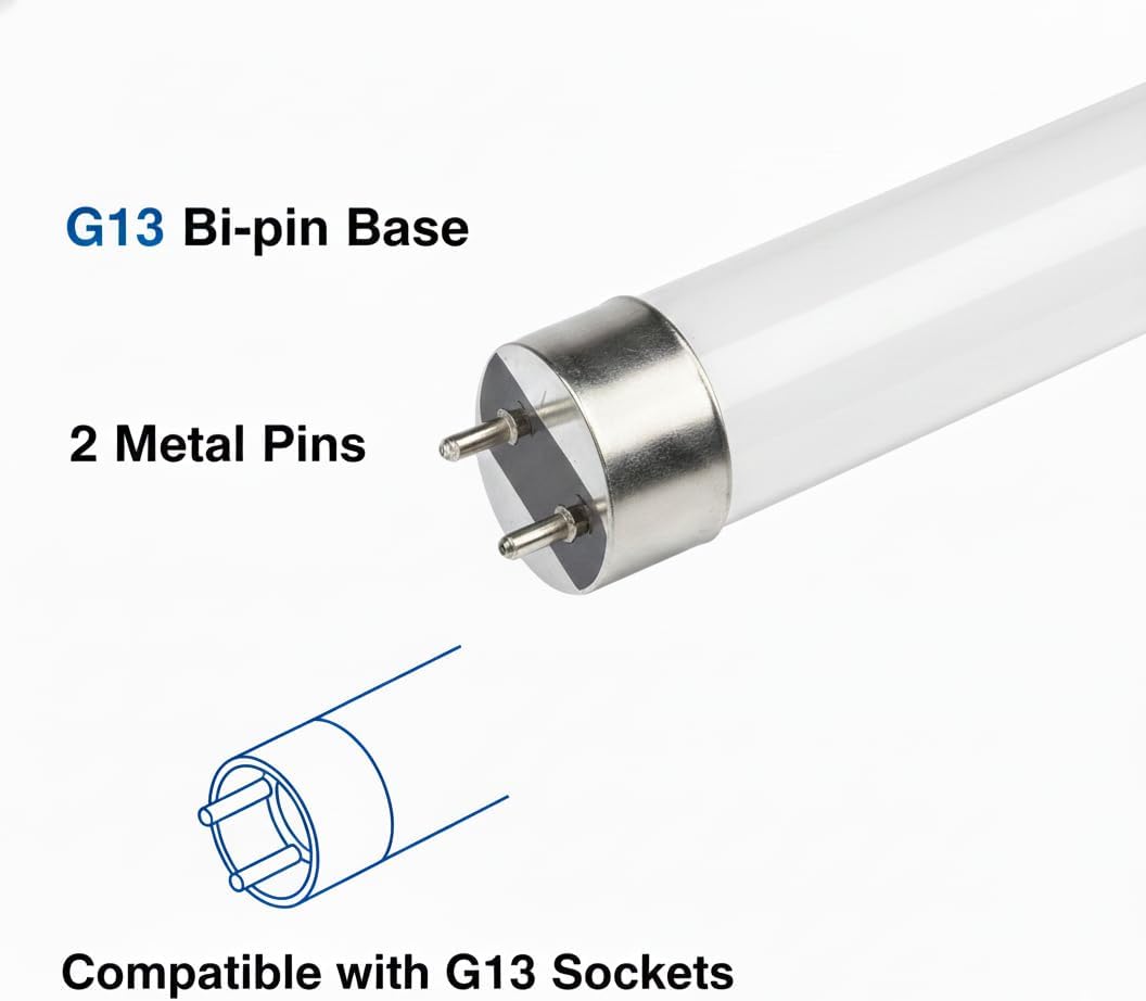 4FT T8 LED Tube Light, 25 PCS, Plug & Play (Type A) Ballast Compatible, 3500K Neutral White, 1950lm, 10W, CRI 80+