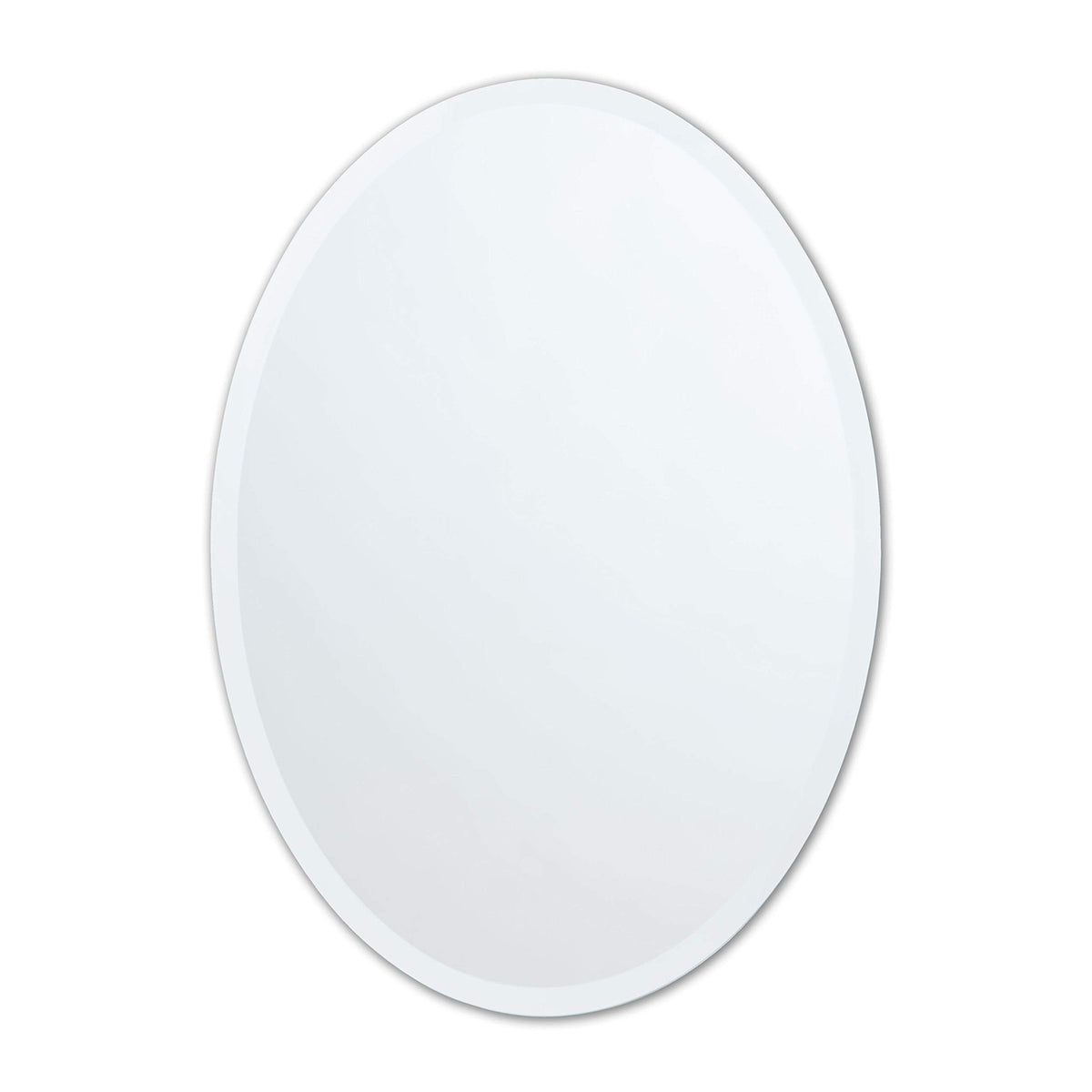 Frameless Oval Mirror, 24" x 36" Bathroom Wall Mirror w/Beveled Edge