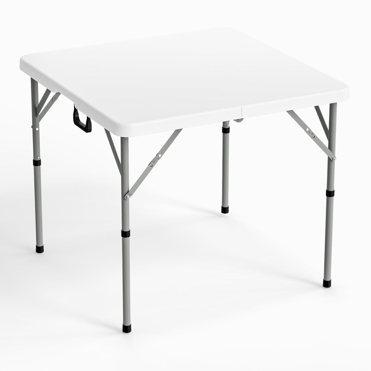 34" Fold in Half Square Table, Bi-Folding Commercial Portable Plastic Dining Table Outdoor Party Wedding Event, White