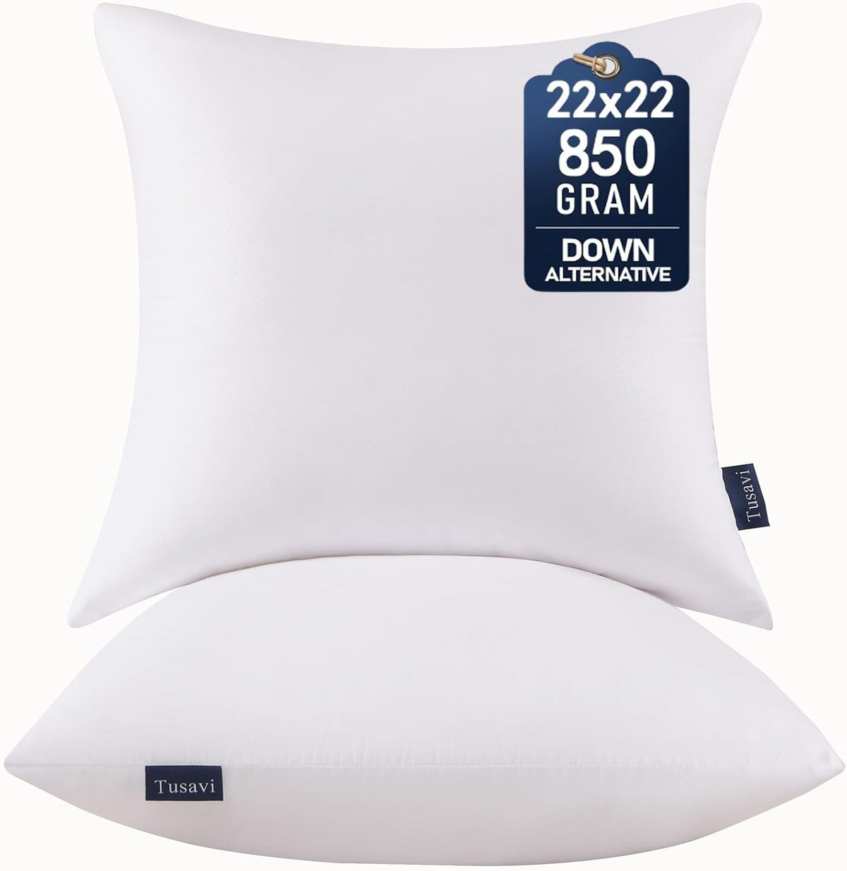 22 x 22 Throw Pillow Inserts() Firm & Fluffy Decorative Down Alternative 22 Pillows for Couch Sofa Bed Living - Set of 2