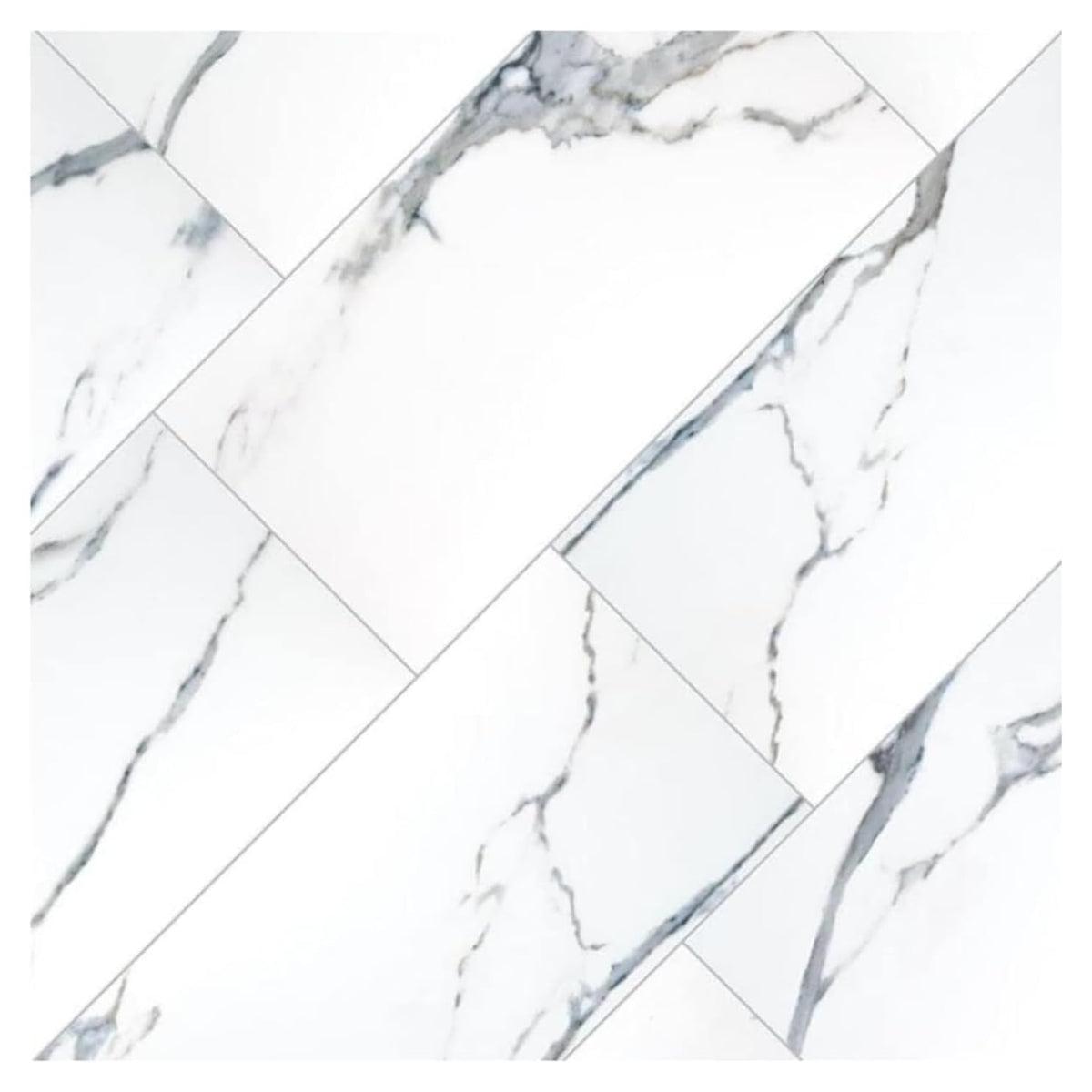 12x24 White Porcelain Tile with Bardiglio Grey Veins Matte Finish Backsplash, Bathroom, Fireplace, Countertop (1 Pc
