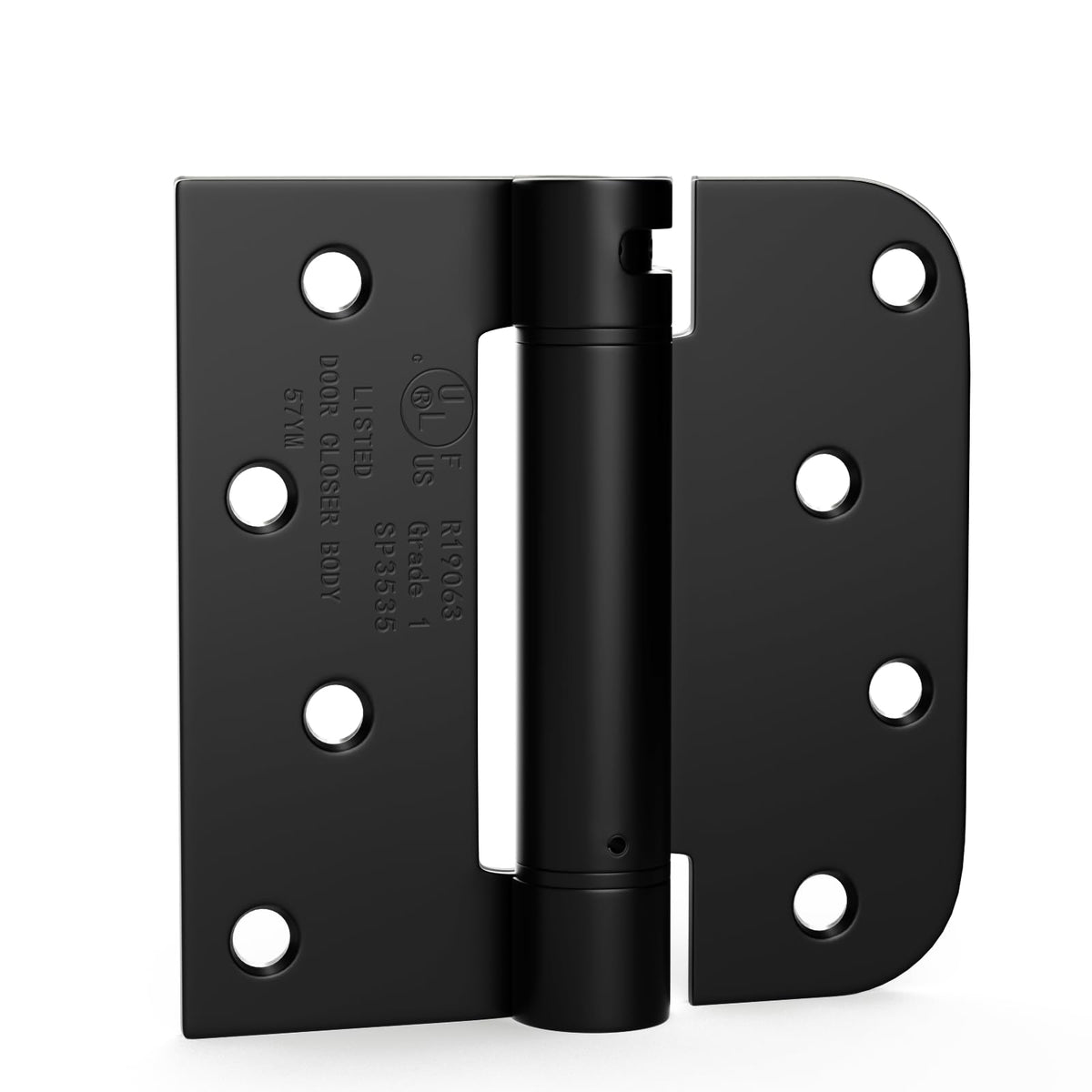3 Pack 4" Spring Door Hinges Black Square 5/8" Radius Corners