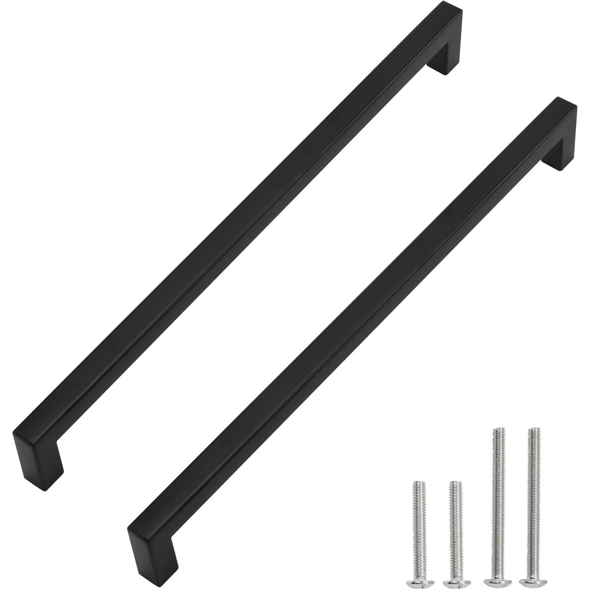 5 Pack 12-3/5 Inch Black Cabinet Pulls, Square Drawer Handles