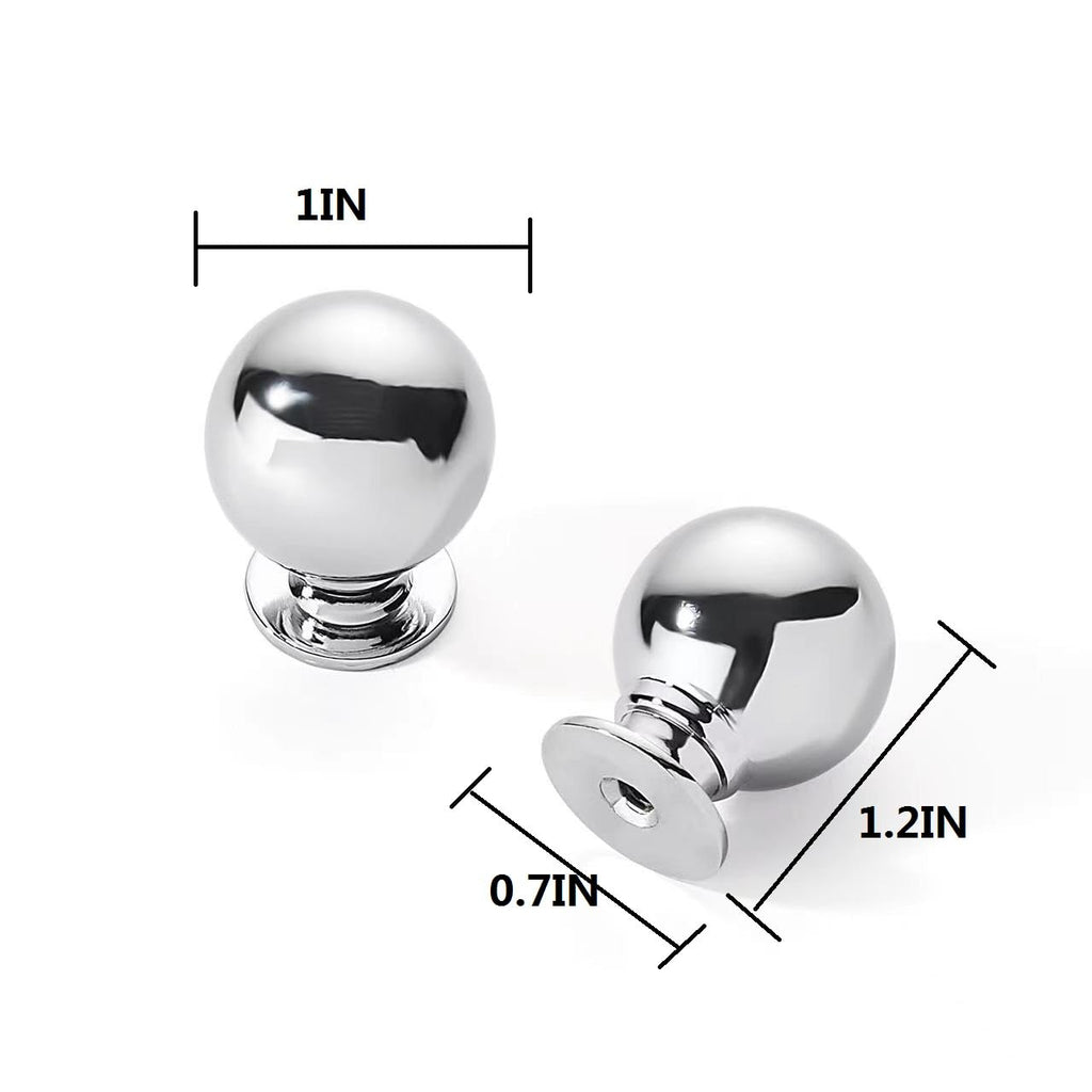 10 Pack 1 Inch Vintage Ball Polished Chrome Cabinet Knobs Kitchen Cabinet Hardware Drawer Knobs Pulls for Drawers.