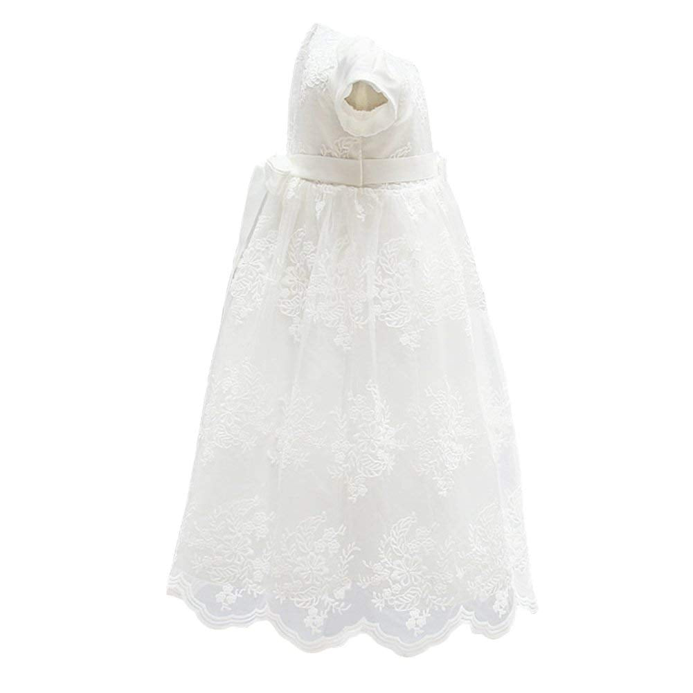 Baby Girl Flower Christening Baptism Dress Formal Party Gown Special Occasion Dresses For Toddler,Off White,6-12