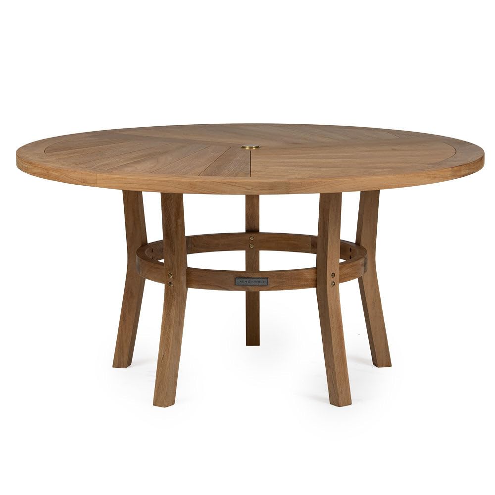 Ash & Ember Savannah 59" Grade A Teak Round Dining Table, Seats 4