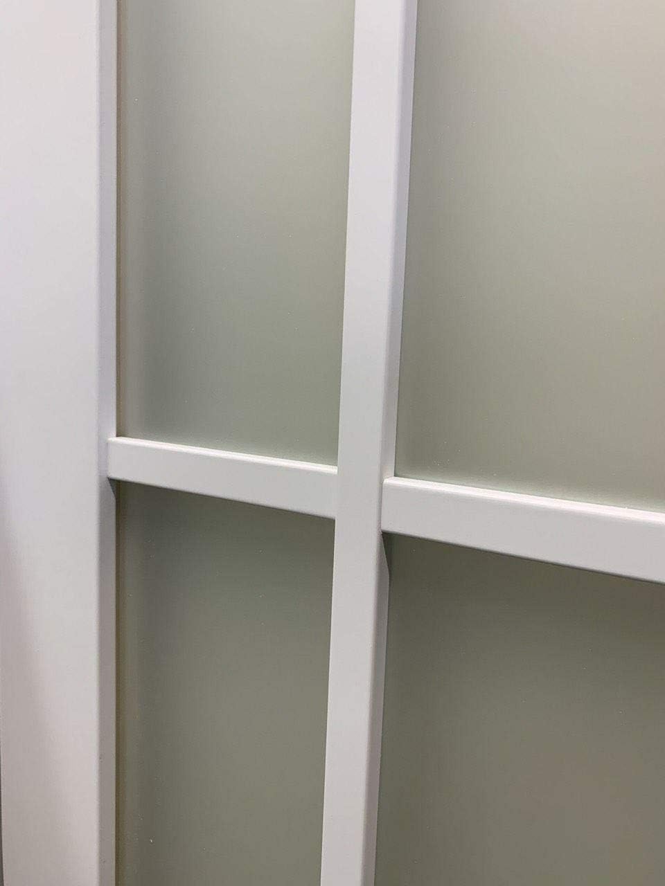 Solid French Door Frosted Glass 12 Lites 32x80 inches | Felicia 3312 Matte White | Single Regural Panel Frame Trims Handle | Bathroom Bedroom Sturdy Doors