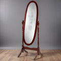 Swivel Adjustable Full-Length Oval Wood Cheval Floor Mirror, in White/Black/Cherry/Oak/Silver/Gold/Espresso/Grey
