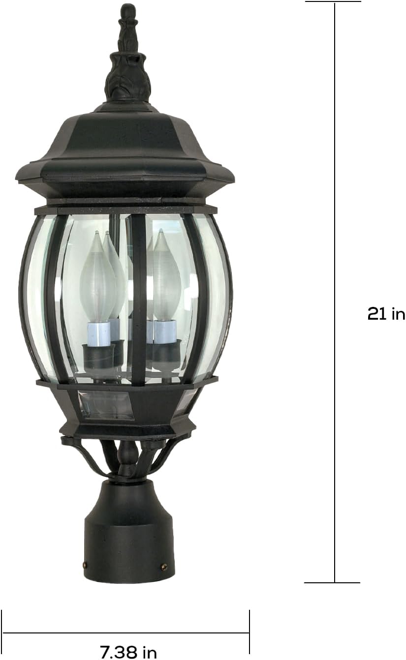 3 Light - 21 in. Post Lantern - Clear Beveled Glass