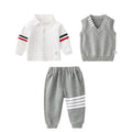Toddler baby boy piece Vest set Dress Shirt Knit Vest and pants - Cotton(90)