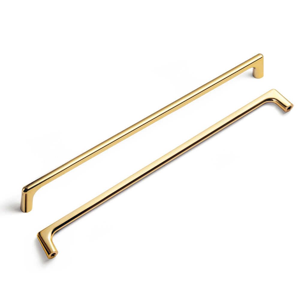 Polished Rich Gold Cabinet Pulls with 12.6'' Hole Centers, Modern Style Zinc Alloy Cabinet Handles for