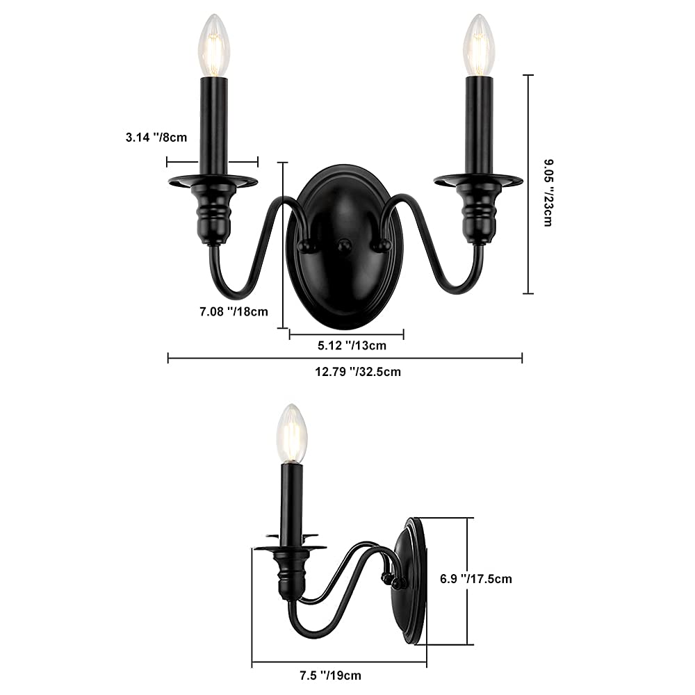 Farmhouse Black Candle Sconce, Modern Sconces Wall Lighting