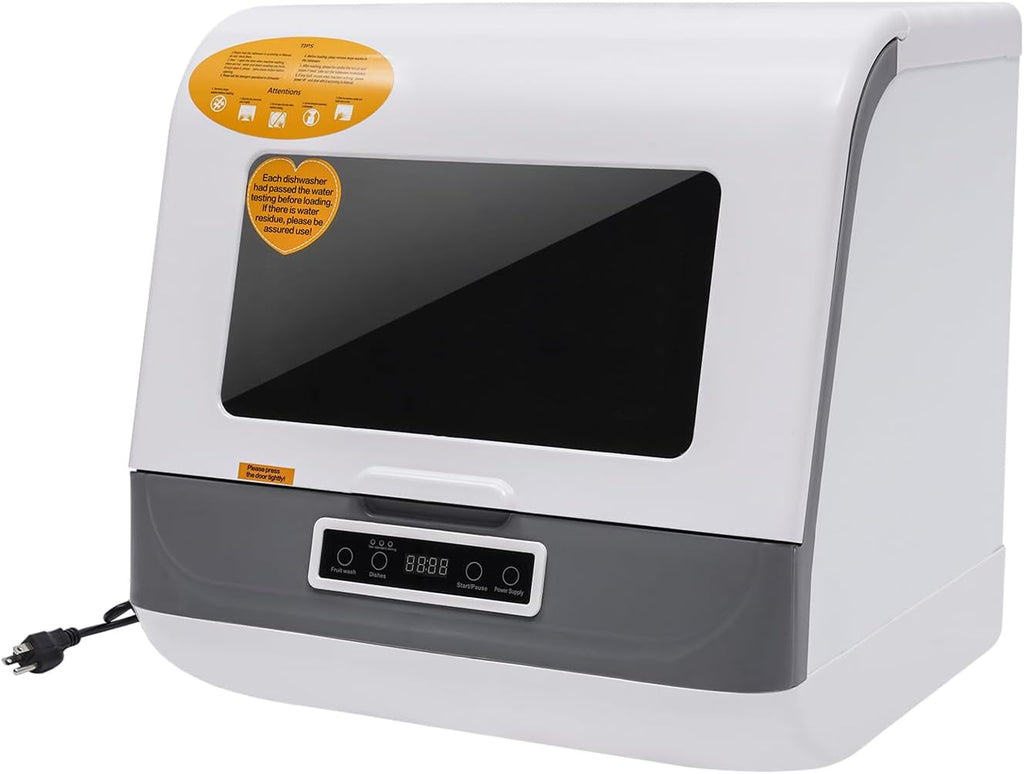Dishwasher, 1200W Countertop Dishwasher with 3 Washing Programs Dishwasher with 360 Degree Spraying Water 75°C Air Dry