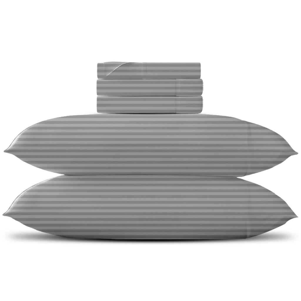Egyptian Cotton Split King Sheet Set - Texan Talkin' Damask 600 Series 5 PC Sheets for Adjustable Bed (Silver