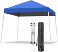 10x10FT Slant Leg Pop Up Canopy Tent, Portable Outdoor Shelter with Carrying Bag-10x10 Base 8x8 Top (Blue)