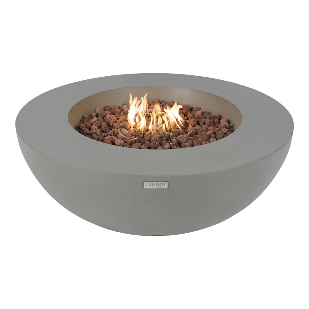 Lunar Bowl Fire Table Outdoor Fire Pit 42" x 42" Cast Concrete Round Firepit Includes Lava Rocks 45, 000 BTUs Outdoor