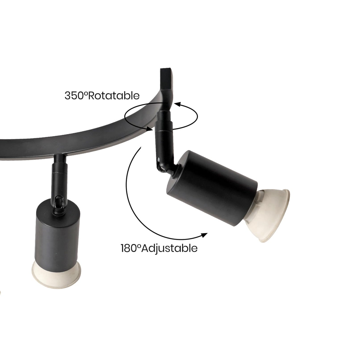 6 Light Track Lighting Fixtures Ceiling, Flexibly Rotatable Light Heads, Black Semi Flush Mount Ceiling Light Dining