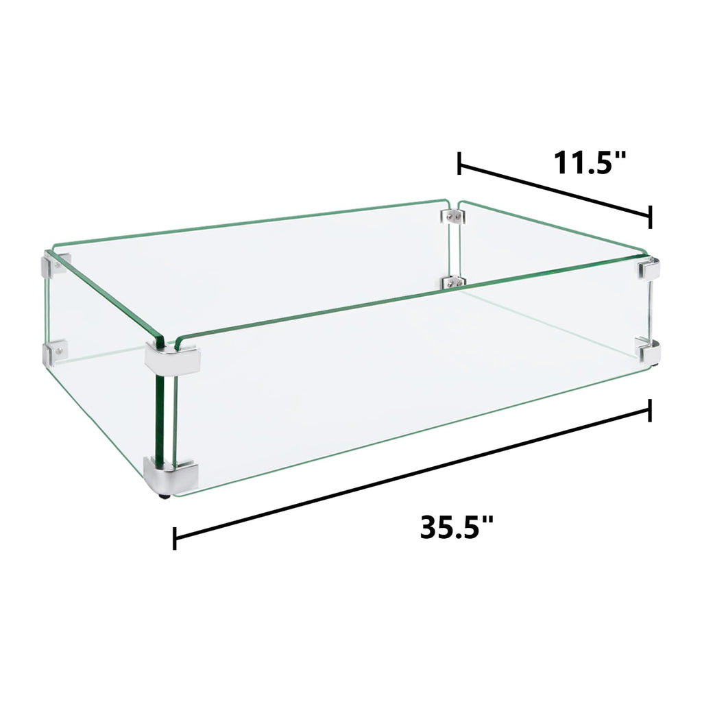 Fire Pit Wind Guard, 35.5"x11.5"x6" Fire Pit Wind Guard Rectangle