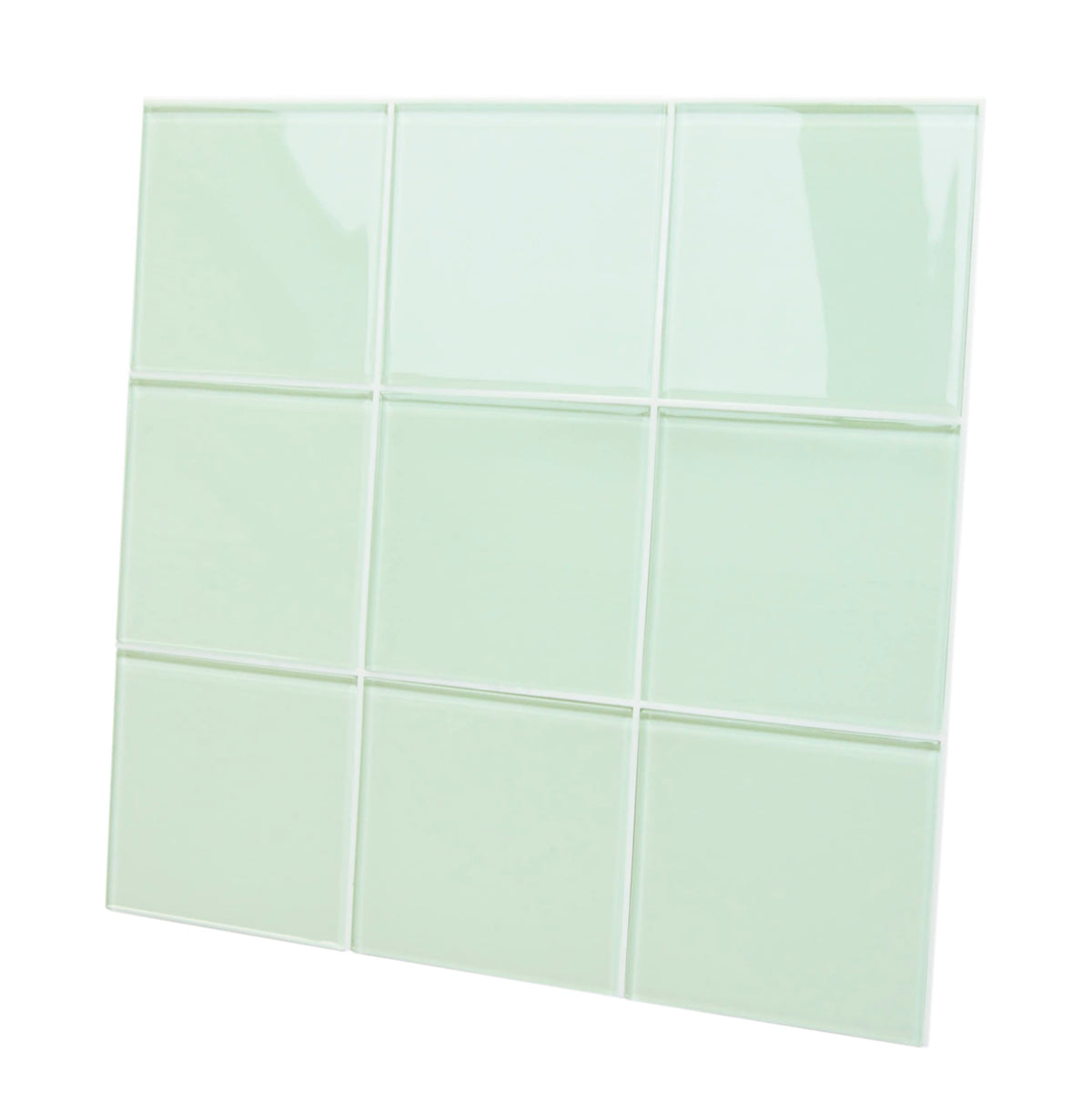 Green Peel and Stick Glass Tile, Square Mosaic Wall Tiles with Frame, Stick on Glass Backsplash (5 Sheets, 12"x12")