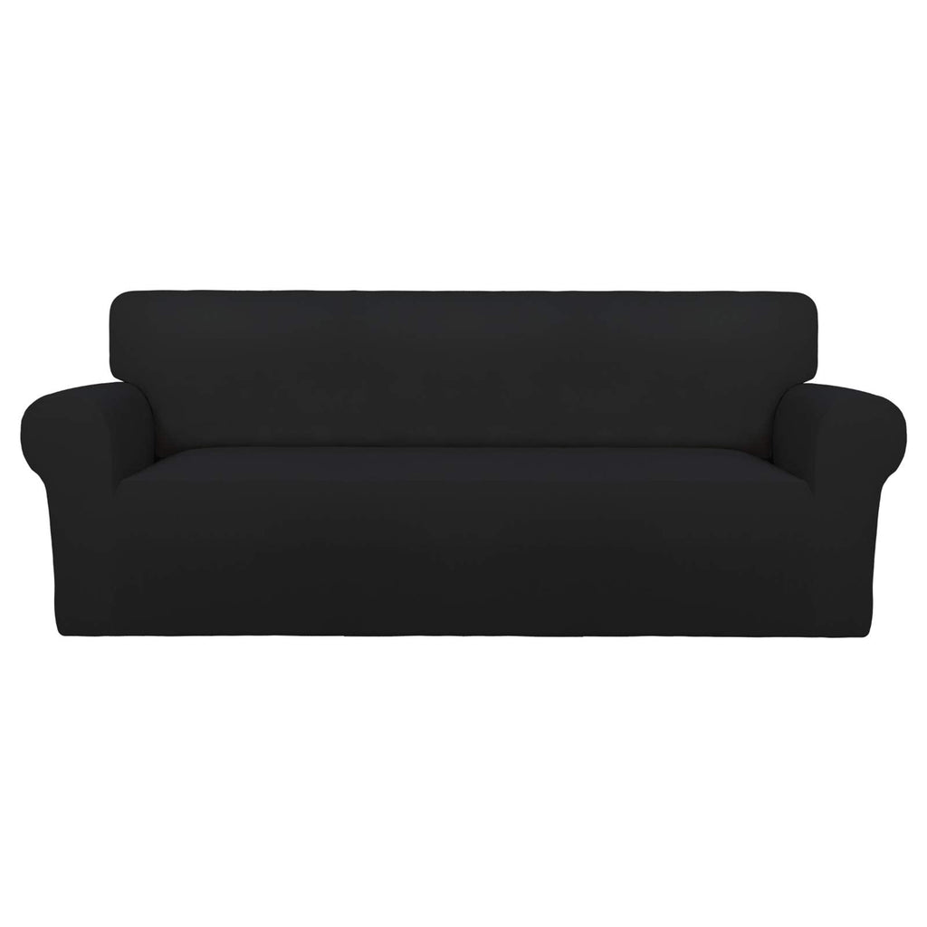 Stretch Oversized Couch Covers Fleece Sofa Slipcovers Black