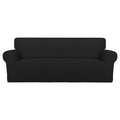 Stretch Oversized Couch Covers Fleece Sofa Slipcovers Black