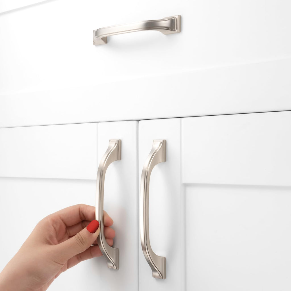 Brushed Nickel Cabinet Pulls 3-3/4 Inch Drawer Pulls 10 Pack 8222