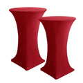 Spandex Dark Red Cocktail Table Covers Fitted for Christmas Parties 2 Pack