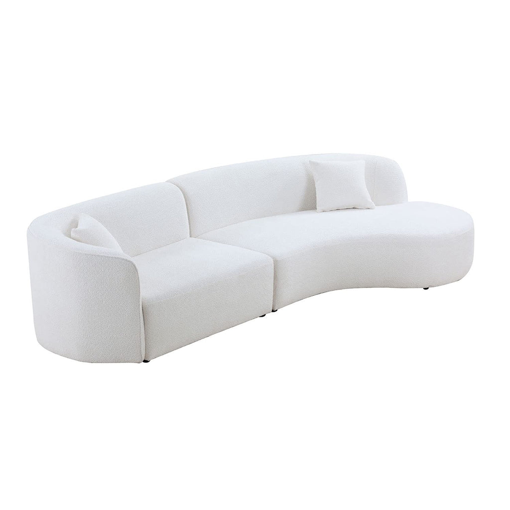 126" Luxury Modern Style Curved Sofa, Upholstery Boucle Sofa Couch with 2 Pillows, Right Hand Facing Sectional Boucle