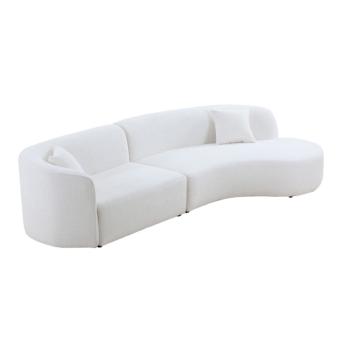 126" Luxury Modern Style Curved Sofa, Upholstery Boucle Sofa Couch with 2 Pillows, Right Hand Facing Sectional Boucle