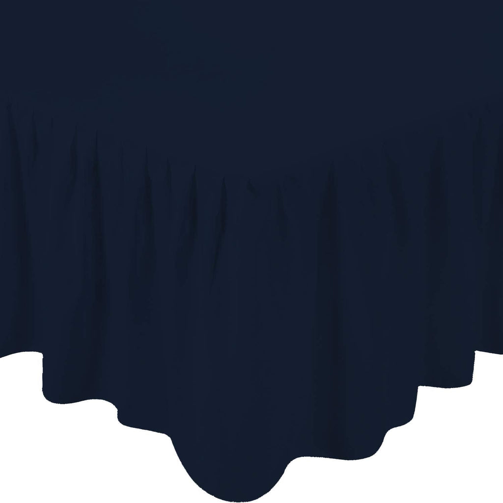 Ruffled Bed Skirt Navy Blue Color 14 Inch Drop 600 Thread Count Dust Ruffle with Platform, Wrinkle and Fade