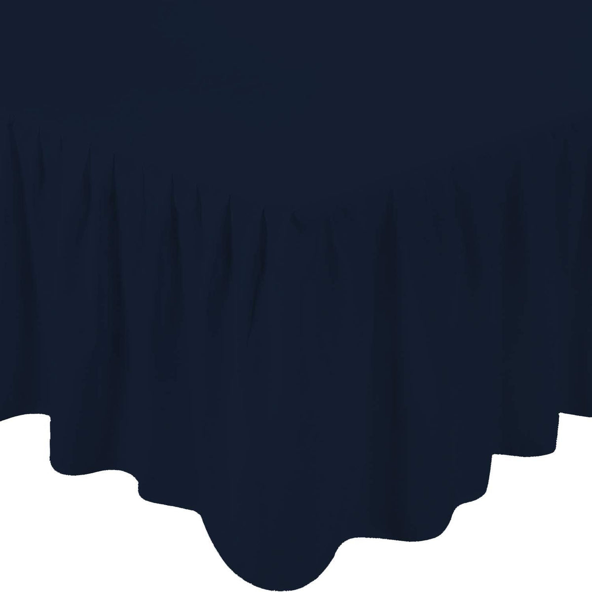 Ruffled Bed Skirt Navy Blue Color 14 Inch Drop 600 Thread Count Dust Ruffle with Platform, Wrinkle and Fade