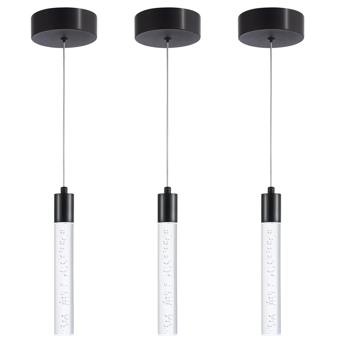 Inspired Nelson Style 3 Pack Mini Pendent Spot Lights, Black Pendant Lights Modern LED Kitchen Island Light, Unique Bubble Pendant Light