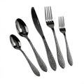 40-Piece Black Silverware Set, Hammered Flatware Set, Service for 8
