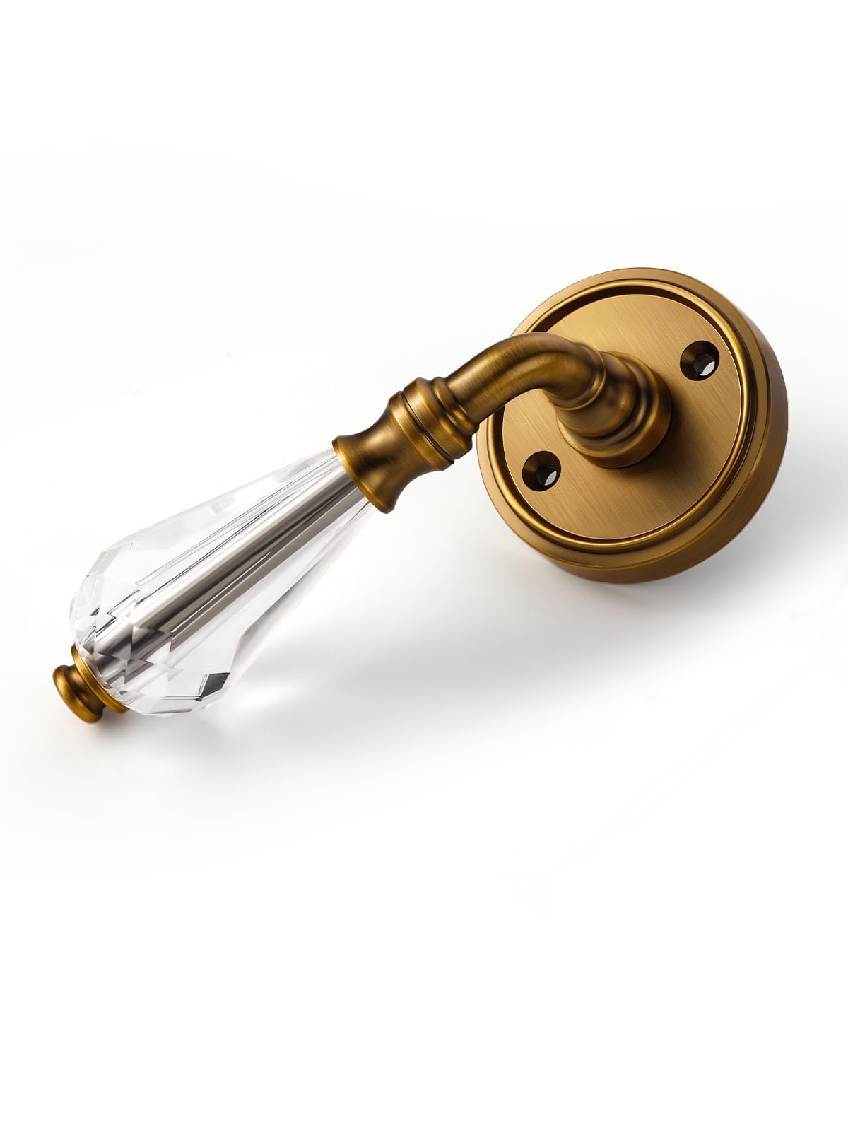 1 Pack Antique Brass Glass Door Lever Passage Crystal Door Levers Door Lever Interior Door Handle for Hall and