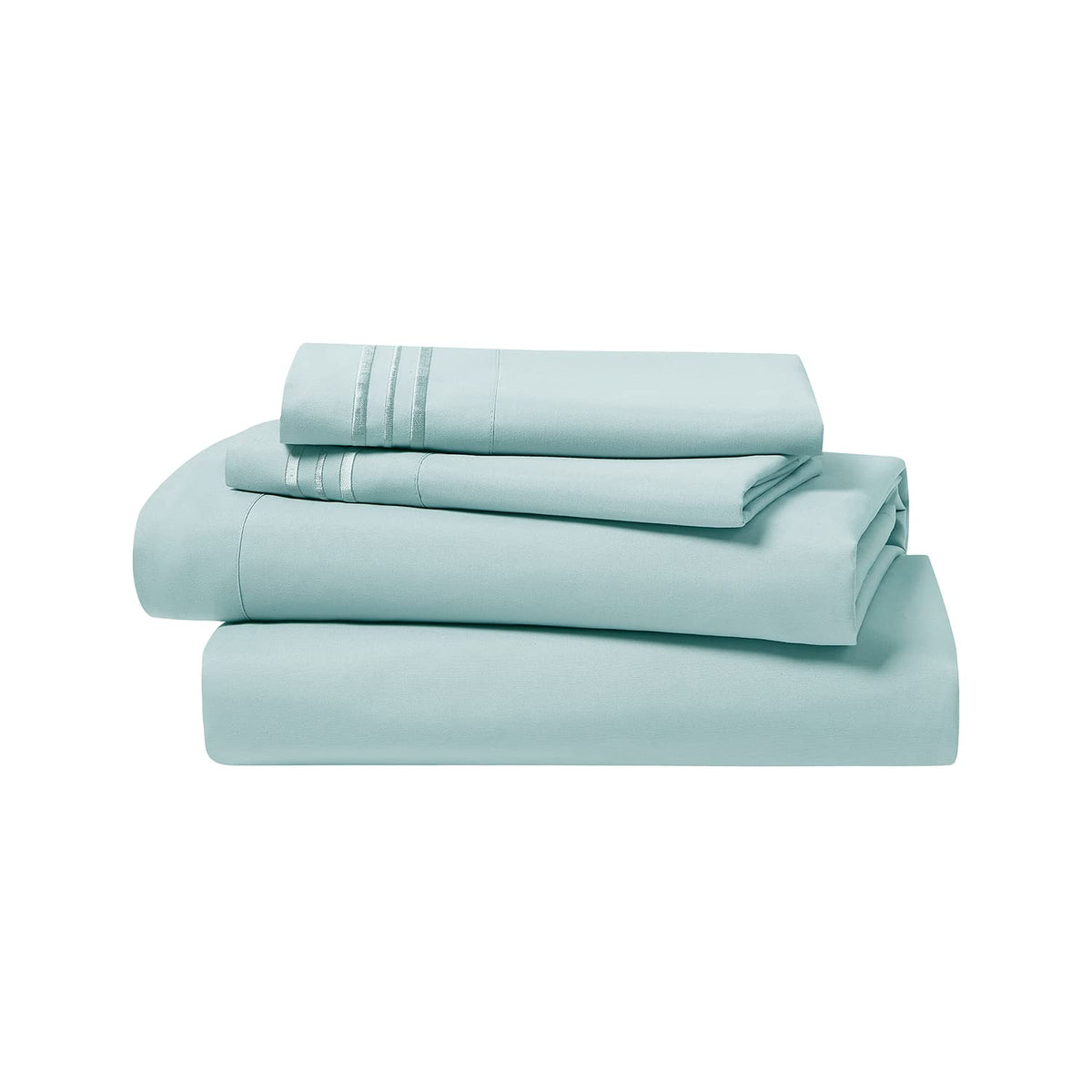 Bed Sheets Set, 4Piece Sheet Set, Microfiber, Deep Pocket, Light Blue Aqua, Solid, Premier 1800
