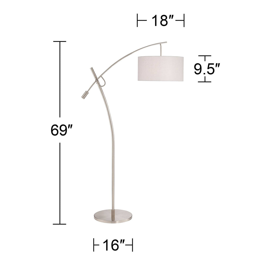 Inspired Arco Style Raymond Brushed Nickel Adjustable Boom Arc 69" Tall Floor Lamp