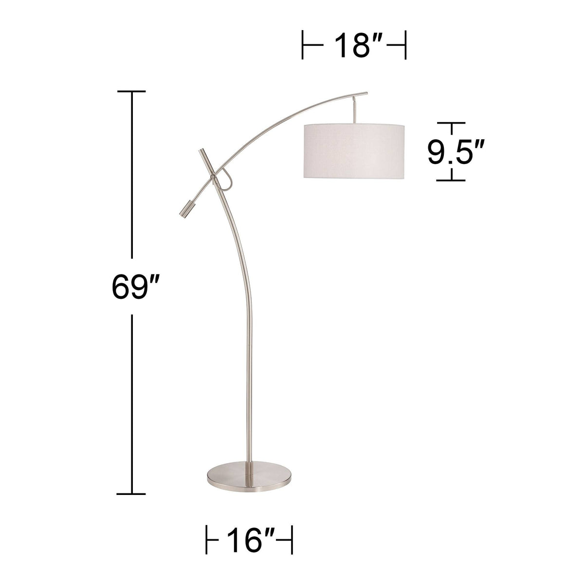 Inspired Arco Style Raymond Brushed Nickel Adjustable Boom Arc 69" Tall Floor Lamp