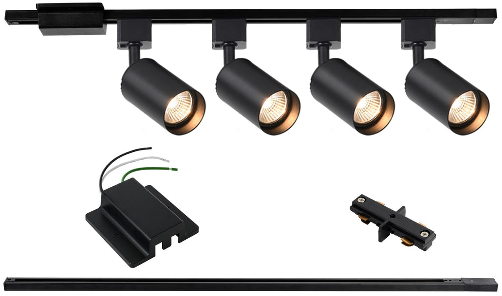 LED Track Lighting Kit with 3.3FT H Track Lighting Rails & Floating Canopy Connector, GU10 Track Light Kit