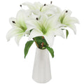 6 Pcs Artificial Lily Real Touch Fake Lily for Wedding Home Party Garden Shop Office Decoration Easter Lily (White, 6)