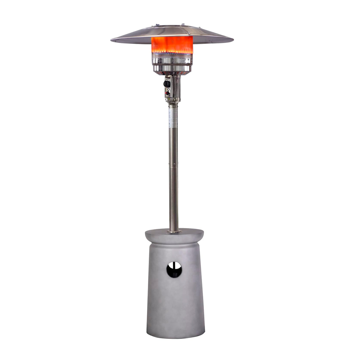 48, 000 BTU Outdoor Patio Heater, Terrafab Material Base w Internal Gas Tank, Light Gray
