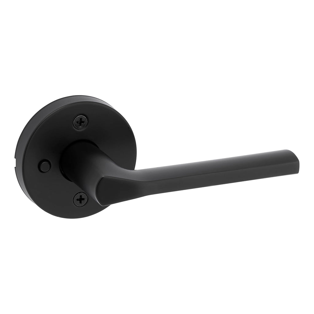 Lisbon Interior Privacy Door Handle with Lock, Round Lever , Matte Black Reversible Keyless Push Button Lock Door
