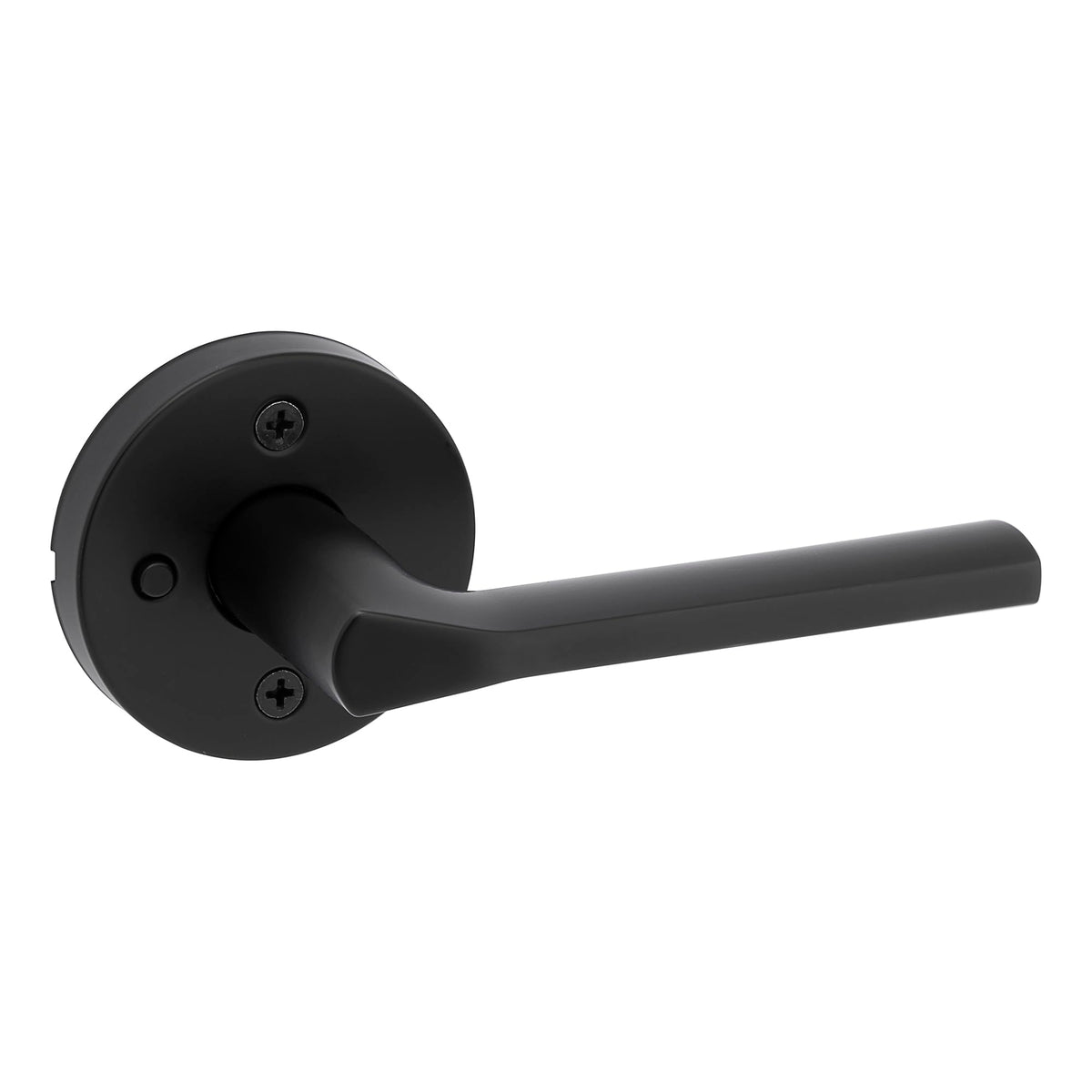 Lisbon Interior Privacy Door Handle with Lock, Round Lever , Matte Black Reversible Keyless Push Button Lock Door
